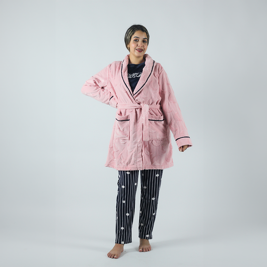 Pyjama d'hiver pour femme - 3 pièces - Manteau - Sweater - Pantalon