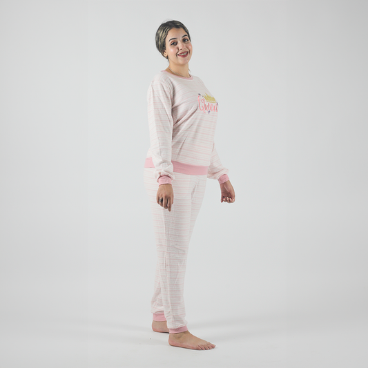 Pyjama d'hiver pour femme - Light Rose -2 pièces - Sweater - Pantalon