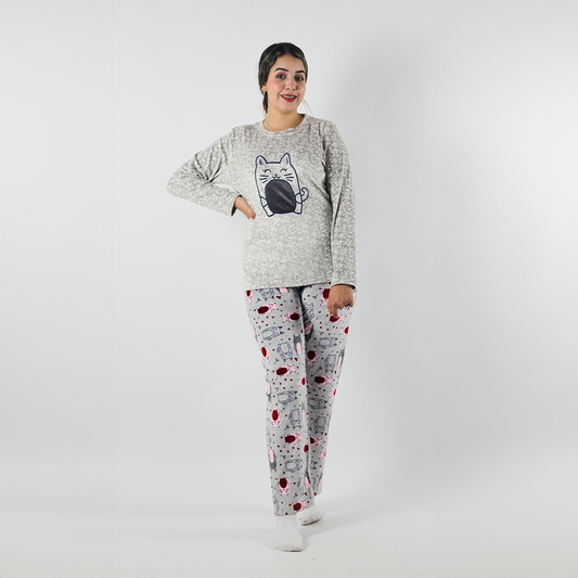 Pyjama d'Hiver Pour Femme - 2 pièces - T-shirt - Pantalon - Avec Des Motifs