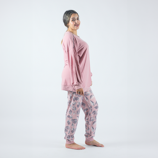 Pyjama d'hiver pour femme - Rose - 2 pièces - Sweater - Pantalon